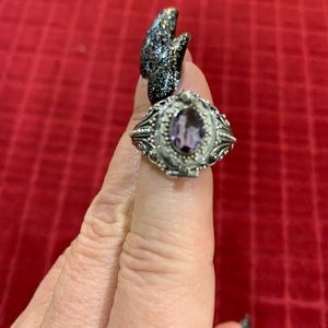 Vintage “Poison” ring with purple  amethyst center stone